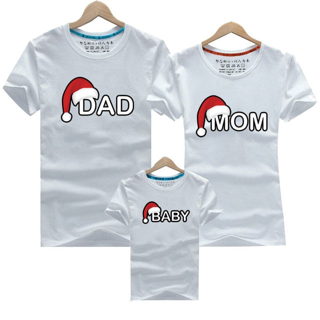 Christmas Dad Mom Baby T-Shirt Clothing for Family Matching Outfits Clothes Mother Daughter Father Son Look Mommy and Me Shirt