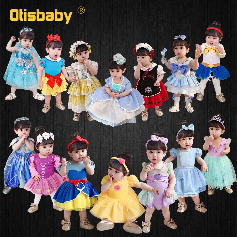 Infant Girls Dress Princess Romper Baby Girl 1 2 3 4 5 6 Year Snow White Anna Elsa Belle Mermaid Costume Spain Kids Clothes