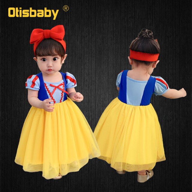 Infant Girls Dress Princess Romper Baby Girl 1 2 3 4 5 6 Year Snow White Anna Elsa Belle Mermaid Costume Spain Kids Clothes