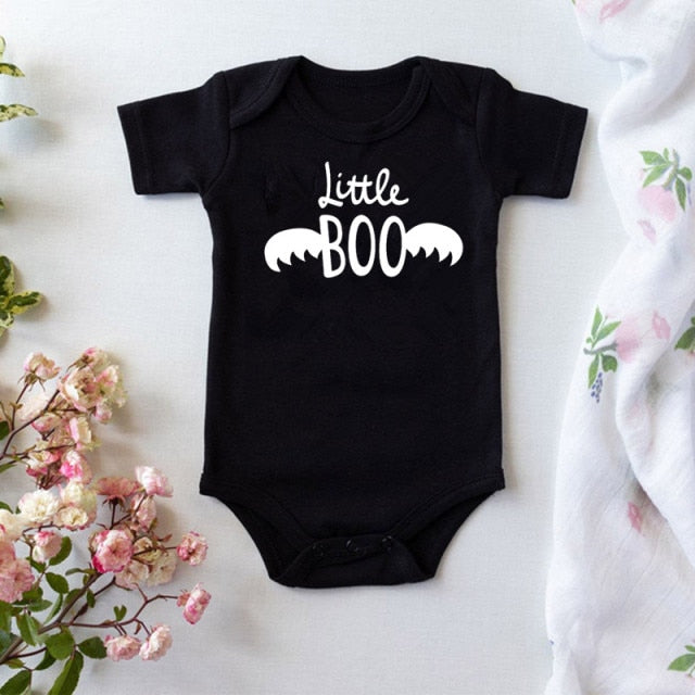 Summer Fashion Baby Halloween Costume One-piece Bodysuit Mommy and Daddy's Little Nightmare Print Baby Jumpsuit Clothes Outfits