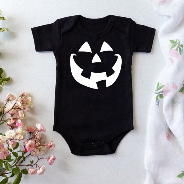 Summer Fashion Baby Halloween Costume One-piece Bodysuit Mommy and Daddy's Little Nightmare Print Baby Jumpsuit Clothes Outfits