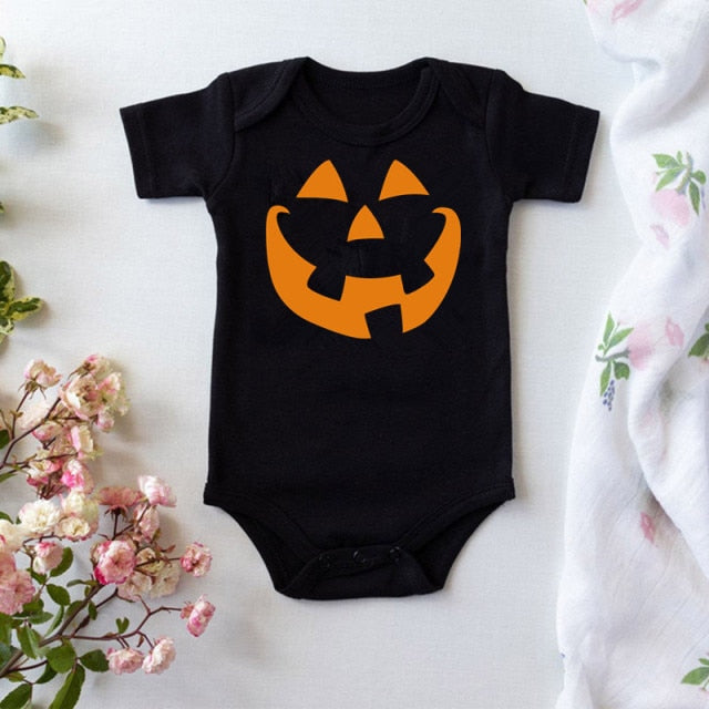 Summer Fashion Baby Halloween Costume One-piece Bodysuit Mommy and Daddy's Little Nightmare Print Baby Jumpsuit Clothes Outfits