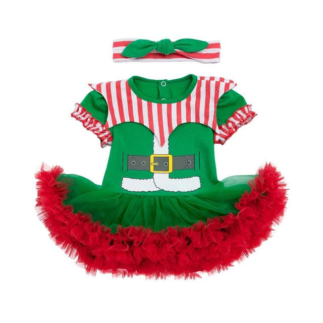 Newborn Romper Tutu Dress First Christmas Baby Clothing Girls Clown Suit 2022 New Year Party Dresses Infant Clothes 3pcs Set