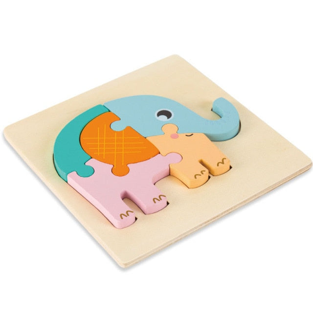 Kids Animal Montessori Puzzle 3D Double-sided Stripe Child Puzzle Wooden Toys Tell Story Educational Wooden Puzzles For Kids