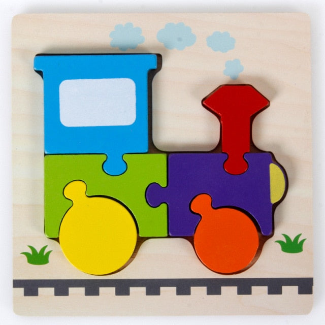 Kids Animal Montessori Puzzle 3D Double-sided Stripe Child Puzzle Wooden Toys Tell Story Educational Wooden Puzzles For Kids