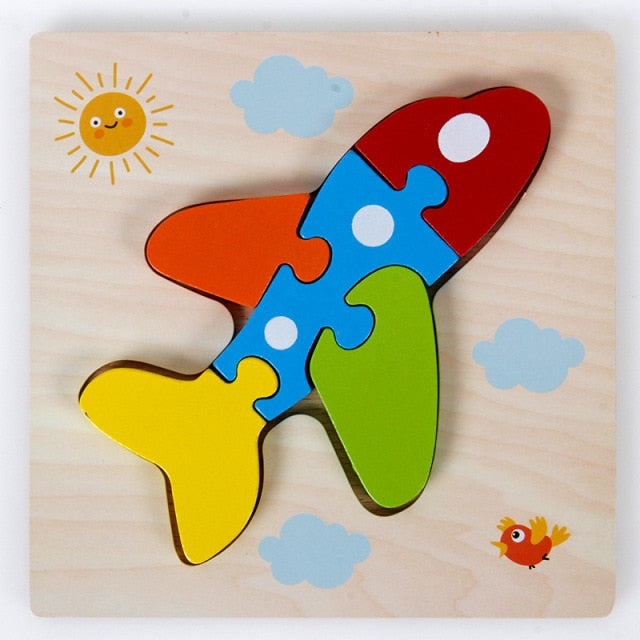 Kids Animal Montessori Puzzle 3D Double-sided Stripe Child Puzzle Wooden Toys Tell Story Educational Wooden Puzzles For Kids