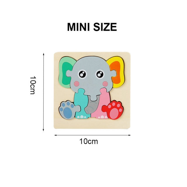 Kids Animal Montessori Puzzle 3D Double-sided Stripe Child Puzzle Wooden Toys Tell Story Educational Wooden Puzzles For Kids