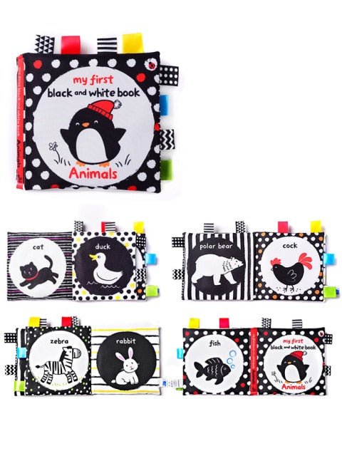 Montessori Baby Cloth Book Black White Book For Baby Early Development Baby Books Educational Cognize Book Baby Toys 0 12 Months