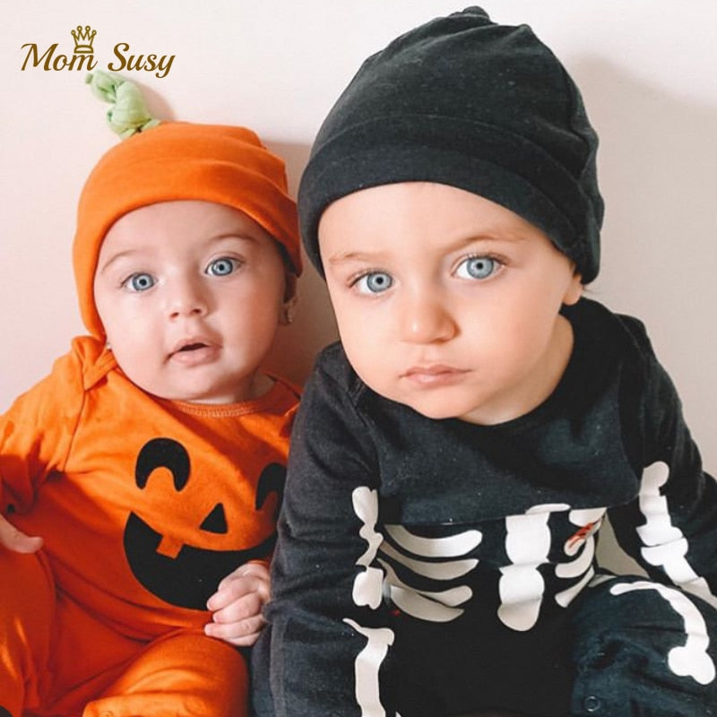 Newborn Baby Girl Boy Rompers Cotton Pumpkin Skull Print Infant Toddler Jumpsuit Outfits Bebe Ropa Halloween Baby Clothes