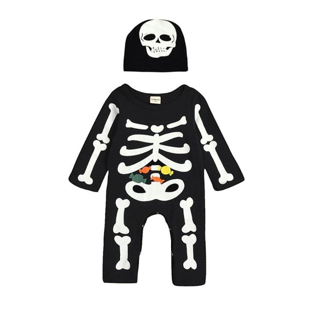 Newborn Baby Girl Boy Rompers Cotton Pumpkin Skull Print Infant Toddler Jumpsuit Outfits Bebe Ropa Halloween Baby Clothes