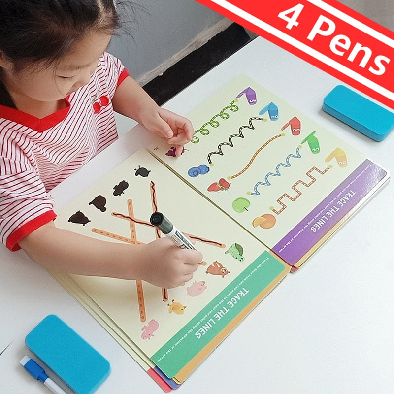 Montessori Children Toys Drawing Tablet DIY Color Shape Math Match Game Book Drawing Set  Learning Educational Toys For Children