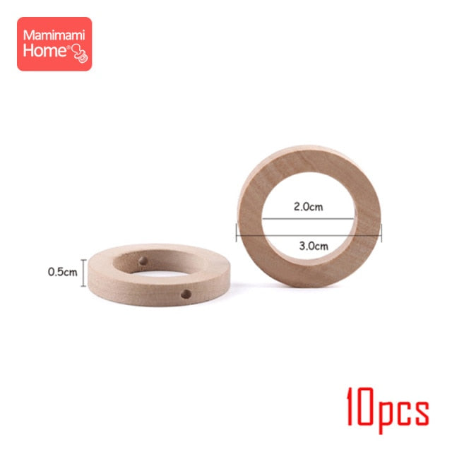 Wooden Ring Baby Teether BPA Free Beech Ring Natural Wood Rodent Teething Ring Toy Montessori DIY Nursing Baby Bracelet Gift