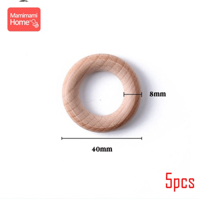 Wooden Ring Baby Teether BPA Free Beech Ring Natural Wood Rodent Teething Ring Toy Montessori DIY Nursing Baby Bracelet Gift