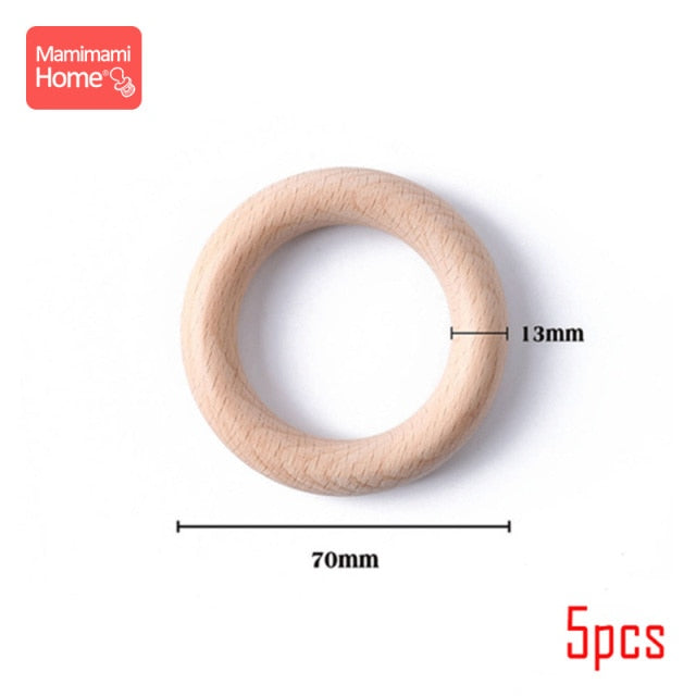 Wooden Ring Baby Teether BPA Free Beech Ring Natural Wood Rodent Teething Ring Toy Montessori DIY Nursing Baby Bracelet Gift