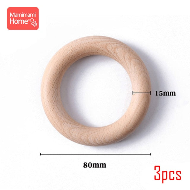 Wooden Ring Baby Teether BPA Free Beech Ring Natural Wood Rodent Teething Ring Toy Montessori DIY Nursing Baby Bracelet Gift