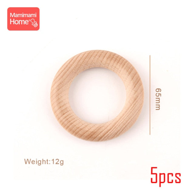 Wooden Ring Baby Teether BPA Free Beech Ring Natural Wood Rodent Teething Ring Toy Montessori DIY Nursing Baby Bracelet Gift