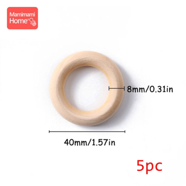 Wooden Ring Baby Teether BPA Free Beech Ring Natural Wood Rodent Teething Ring Toy Montessori DIY Nursing Baby Bracelet Gift