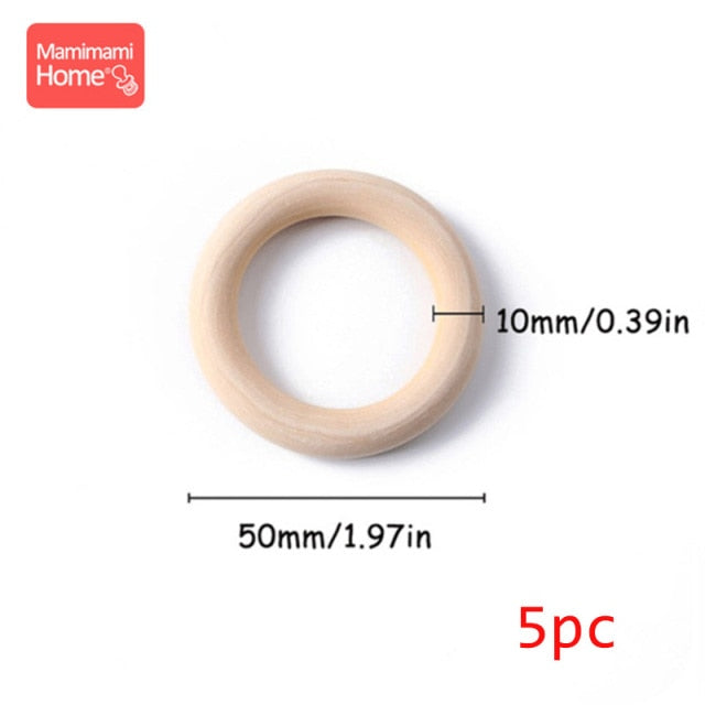 Wooden Ring Baby Teether BPA Free Beech Ring Natural Wood Rodent Teething Ring Toy Montessori DIY Nursing Baby Bracelet Gift