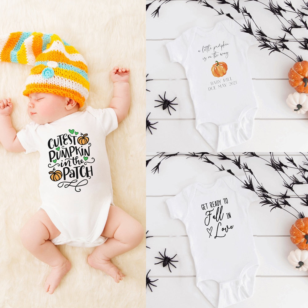 Cutest Pumpkin  First Halloween  Pumpkin Baby Girl Bodysuits Baby Boy Ropa Newborn Girl Thanks Giving Clothes