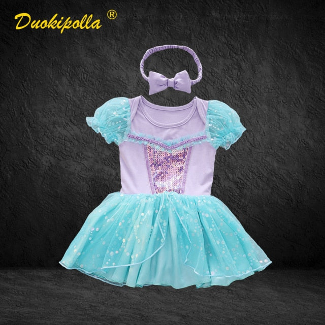 Halloween Girls Princess Romper 1 2 Year Old Birthday Dress Fancy Fairy Clothes for Newborns Elsa Ariel Rapunzel Belle Dress Up