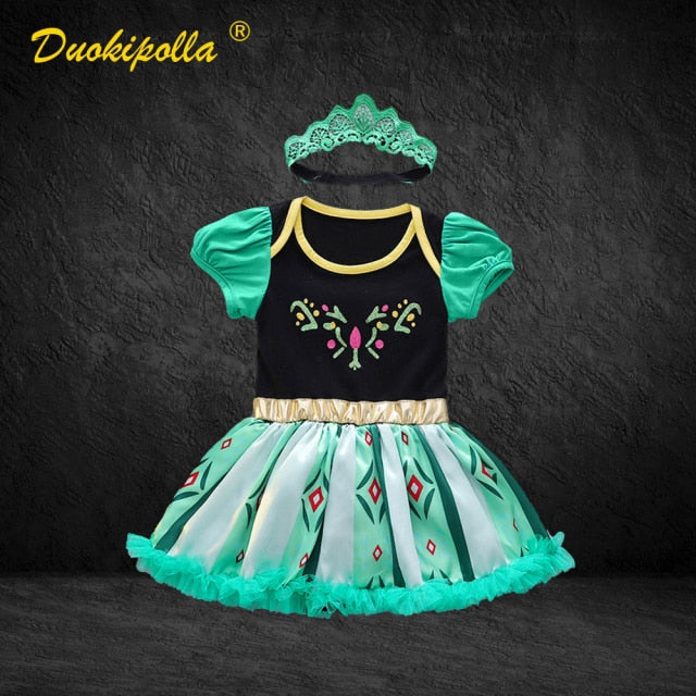 Halloween Girls Princess Romper 1 2 Year Old Birthday Dress Fancy Fairy Clothes for Newborns Elsa Ariel Rapunzel Belle Dress Up