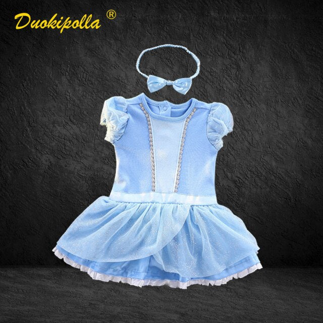 Halloween Girls Princess Romper 1 2 Year Old Birthday Dress Fancy Fairy Clothes for Newborns Elsa Ariel Rapunzel Belle Dress Up