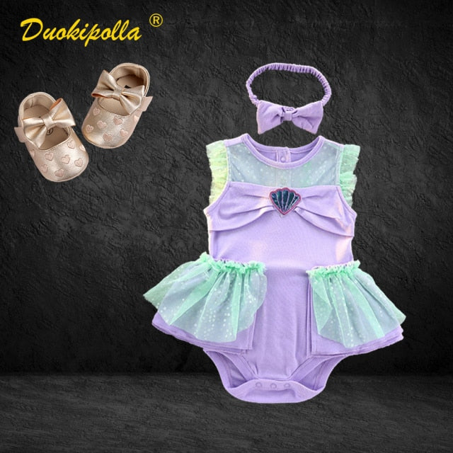 Halloween Girls Princess Romper 1 2 Year Old Birthday Dress Fancy Fairy Clothes for Newborns Elsa Ariel Rapunzel Belle Dress Up