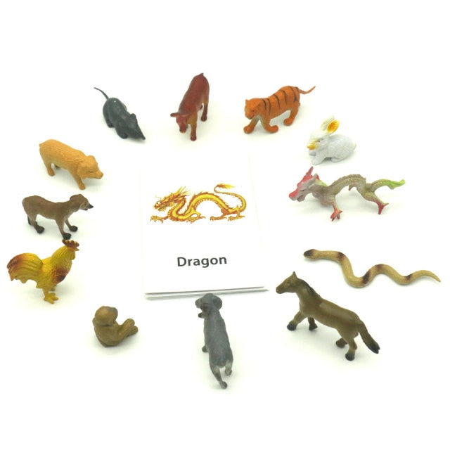 24Pcs/Set Montessori Baby Toys for 3 Year Flash Cards Animals Matching Learning English Kids Early Educational Practical Life