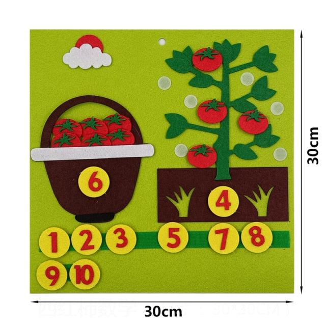 Kid Montessori Toys Felt Finger Numbers Math Toy Children Counting Early Learning For Toddlers Intelligence Develop 30*30cm