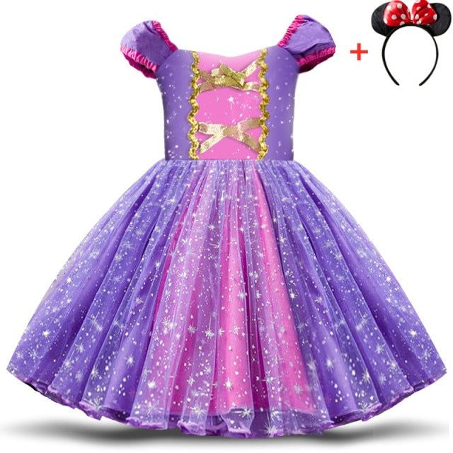 Fancy Dress For Girls Kids  Princess Dress Girls Purple Elegant Dress Halloween Cosplay Costumes Baby Girsl Party Dresses