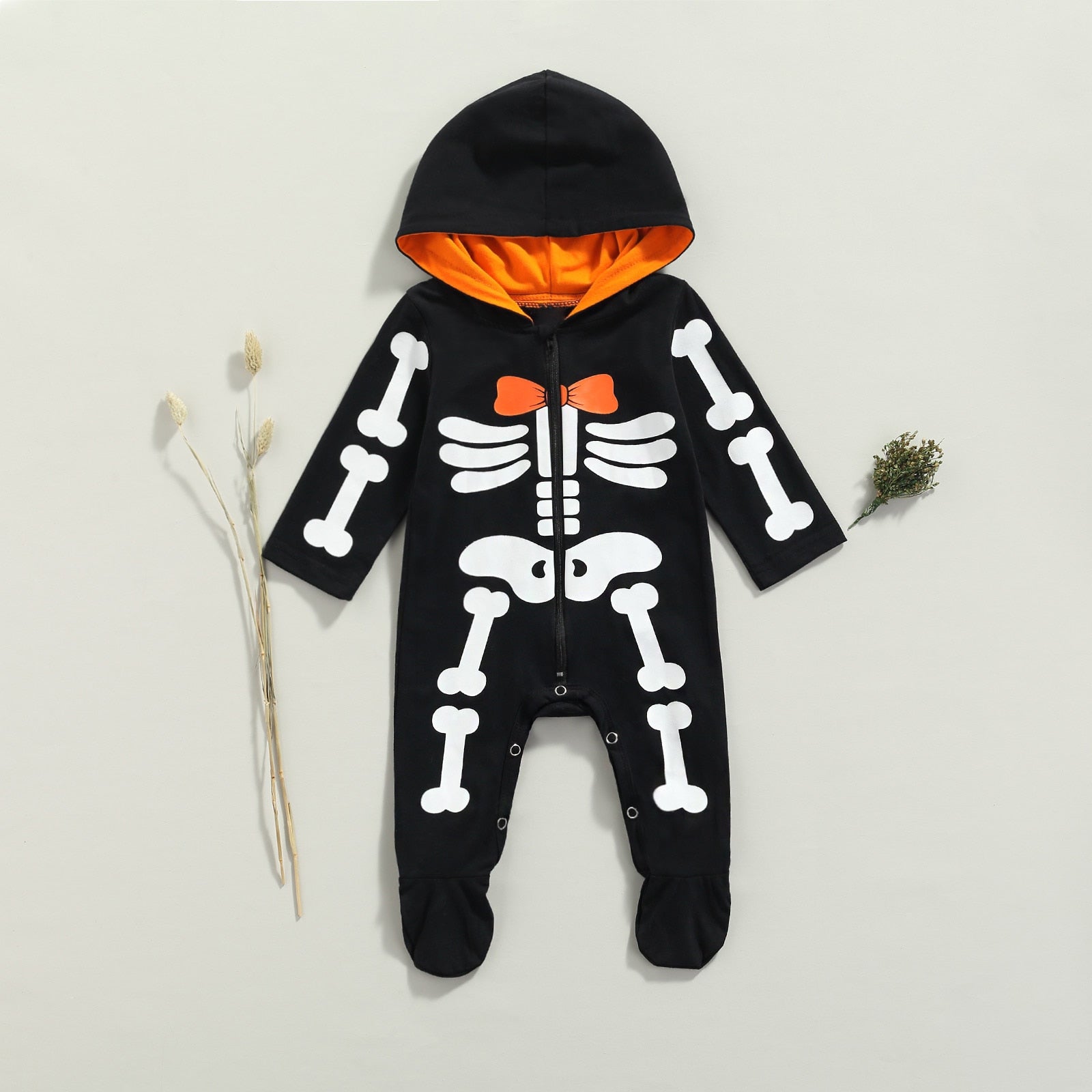 Ma&Baby 0-12M My 1st Halloween Costume Newborn Infnat Baby Boy Girl Jumpsuit Long Sleeve Skeleton Print Romper DD40