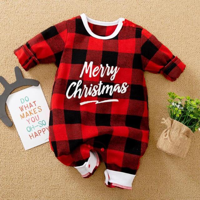 Toddler Boys Girls Rompers Kids Baby Christmas Costume Santa Claus Red Jumpsuits + Hats 2pcs Cotton Outfits For Newborn 0-24M