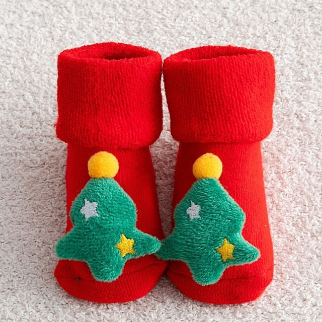 Kids Children's Socks for Girls Boys Thicken Print Cotton Toddlers Baby Christmas Socks for Newborns Infant Short Socks Clothing