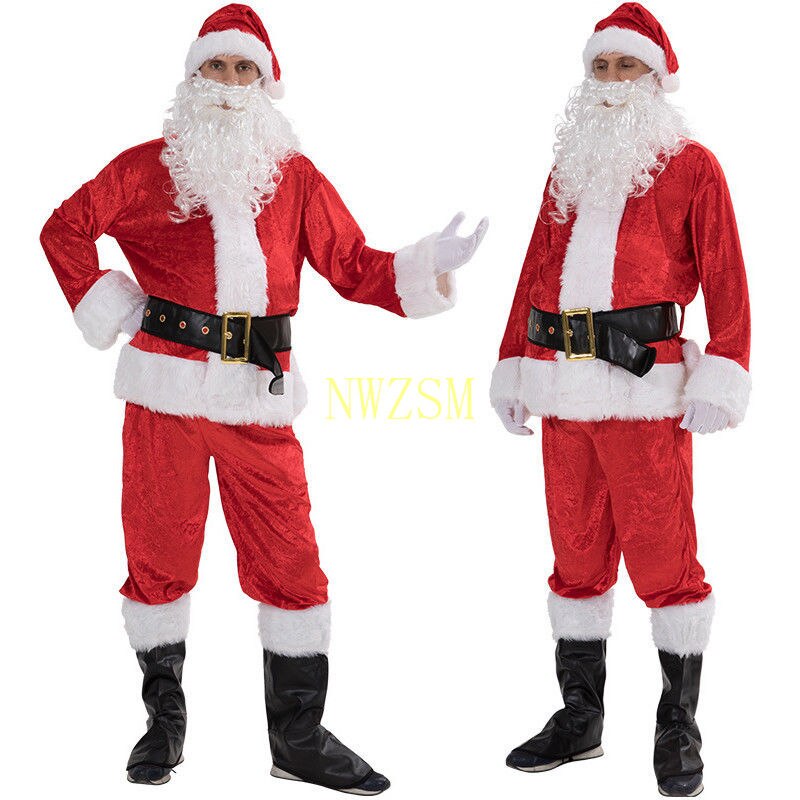 cosplay costume Brand 5PCS Santa Claus Costume Men Women Suit Christmas Party Outfit Fancy Xmas Dress