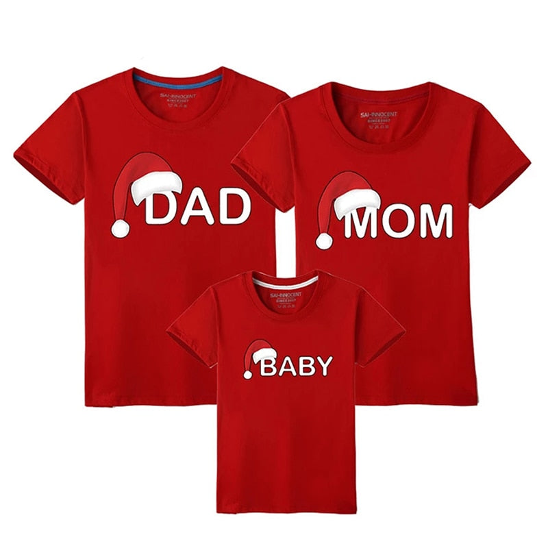 Christmas Dad Mom Baby T-Shirt Clothing for Family Matching Outfits Clothes Mother Daughter Father Son Look Mommy and Me Shirt