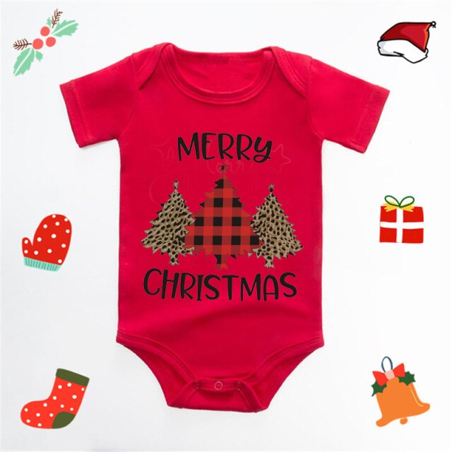 Ecavus Baby Jumpsuit Santa Claus Cute New Year Boys and Girls Red Short-sleeved New Year Suit Christmas Children's Clothing