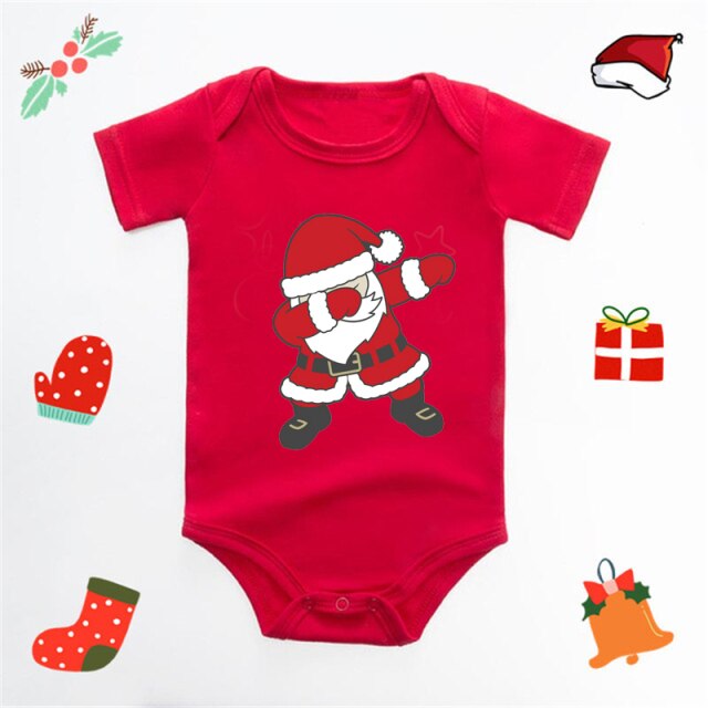 Ecavus Baby Jumpsuit Santa Claus Cute New Year Boys and Girls Red Short-sleeved New Year Suit Christmas Children's Clothing