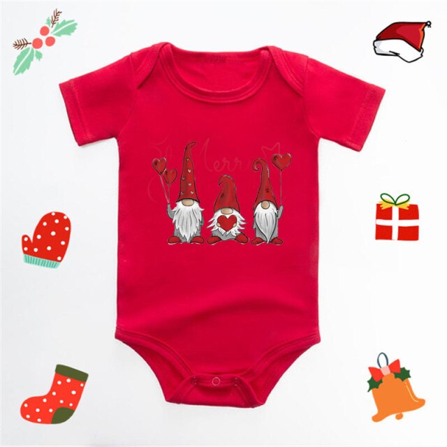 Ecavus Baby Jumpsuit Santa Claus Cute New Year Boys and Girls Red Short-sleeved New Year Suit Christmas Children's Clothing