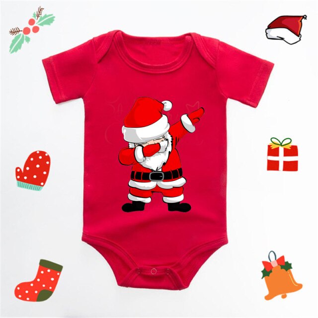 Ecavus Baby Jumpsuit Santa Claus Cute New Year Boys and Girls Red Short-sleeved New Year Suit Christmas Children's Clothing