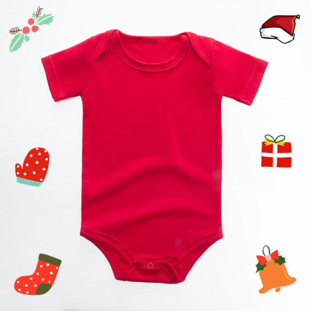 It's My First Christmas Reindeer Print New Year's Baby Clothes Red Bodysuit Cotton Christmas Romper Cute Infant Jumpsuit