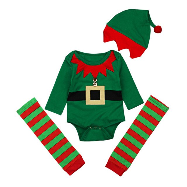 Newborn Baby Christmas Elf Cosplay For Baby Kids Santa Costumes New Year Outfit Halloween Costumes Long Sleeve 3Pieces