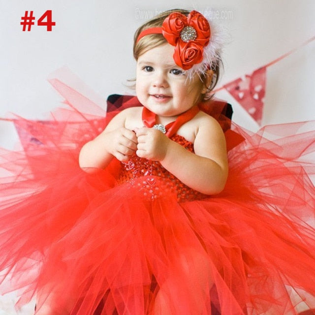 Girls Rainbow Fairy Tutu Dress Fluffy Baby Dress with Matching Headband Toddler Halloween Birthday Photo Costume TS125