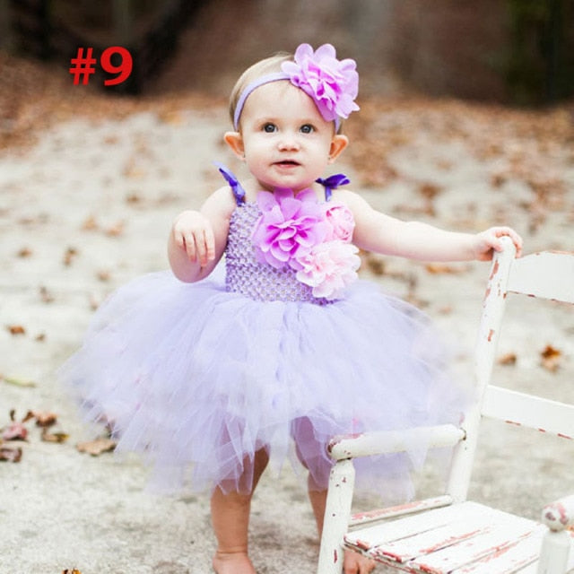 Girls Rainbow Fairy Tutu Dress Fluffy Baby Dress with Matching Headband Toddler Halloween Birthday Photo Costume TS125